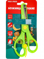Ножницы 13,5см Проф-Пресс Поход, детские, пласт.кольца, защита