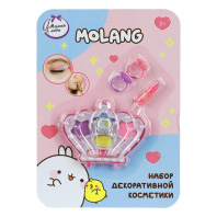 Косметика Милая леди Molang Набор:тени д/век 4цв,помада,2 колечка,футляр-корона