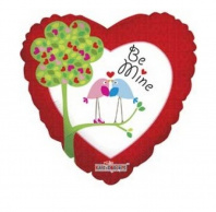Шар фольга 18/45см Сердце Love Birds