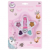 Косметика Милая леди Unicorns Beauty Набор:тени д/век с блестками 5цв,помада,футляр-звезда
