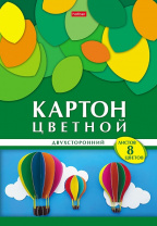 Цветной картон А4 8л 8цв Хатбер двухсторонний Геометрия цвета