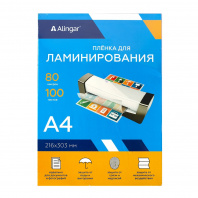 Пленка д/ламинирования 80мкм А4 Alingar 100л 216*303мм AL8863