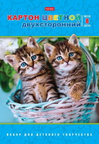 Цветной картон А4 8л 8цв Хатбер двухсторонний Ушки на макушке