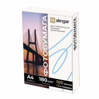 Фотобумага А4 Alingar 100л+2л  180г/м глянцевая односторонняя