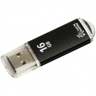 Флешка Smart Buy V-Cut 16GB, USB 2.0 Flash Drive, черный, металл.корпус