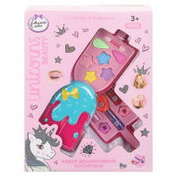 Косметика Милая леди Unicorns Beauty Набор:тени д/век,лак,помады,заколка,футляр-мороженое