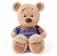 Мягкая игрушка KULT Misha+Masha Медведь в свитере (оранжево-синий) 23см* 