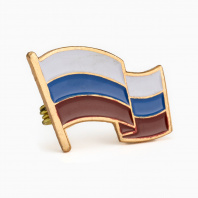Значок Сима Ленд Флаг России 2*3,5см цветной в золоте, металл