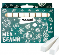 Мел белый 9шт Mazari квадратный, карт.коробка