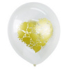 Шар с рис.12/30см 2-стор.рис TRANSPARENT Сердце золото 25шт+2 подарок