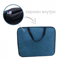 Папка менеджера А4 ТПК Пчелка 350*270*60мм с ручками, текстиль Аквамарин темный