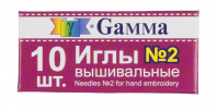 Gamma Иглы д/шитья ручные NIR-22 №2 вышивальные 10шт в конверте