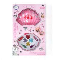 Косметика Милая леди Unicorns Beauty Набор:тени д/век с блестками 6цв,2 помады,футляр-ракушка