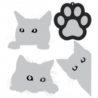 Наклейка светоотражатель набор 4шт deVENTE Kitten серебристо-белые