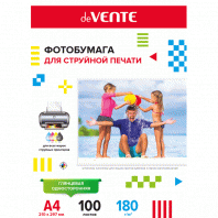 Фотобумага А4 100л deVENTE 180г/м², глянцевая односторонняя д/струйной печати