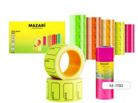 Ценник липкий Mazari 20*30мм 170шт цветной в рулоне