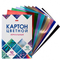 Цветной картон А4 10л 10цв Хатбер зеркальный Мозаика 23734 Цветной картон А4 10л 10цв Хатбер зеркальный Мозаика 23734