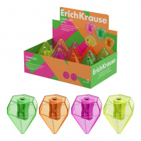 Точилка фигур Erich Krause Diamond, Neon 1отв с контейнером, ассорти
