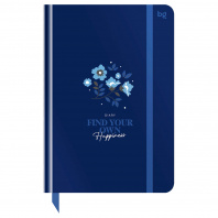 Ежедневник А5 тв.обл BG Flowery Blue, глян.ламин, фольга, недатир 136л линия