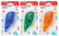 Корректирующая лента deVENTE 5мм*10м, 3 цвета ассорти, блистер