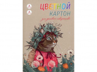 Цветной картон А4 8л 8цв Альфа-Тренд мелов Кошка в венке